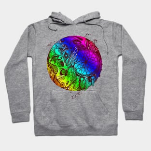 Rainbow Skull and Dreamcatcher Circle Hoodie